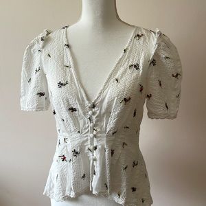 NWT Zara white puff sleeve blouse size small